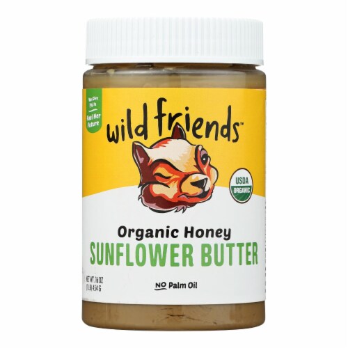 Wild Friends Foods Sunflower Butter - Organic Honey - Case of 6 - 16 oz. Perspective: front