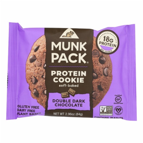 Munk Pack - Protein Cookie - Double Dark Chocolate - Case of 6 - 2.96 oz. Perspective: front