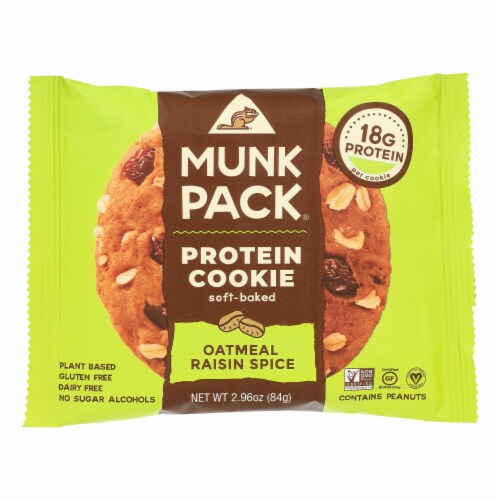Munk Pack - Protein Cookie - Oatmeal Raisin Spice - Case of 6 - 2.96 oz. Perspective: front