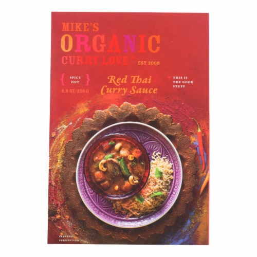 Mike's Organic Curry Love - Organic Curry Simmer Sauce - Red Thai - Case of 6 - 8.8 fl oz. Perspective: front