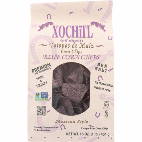 Xochitl Mexican Style Blue Corn Chips, 16 Oz (Pack of 9) Perspective: front