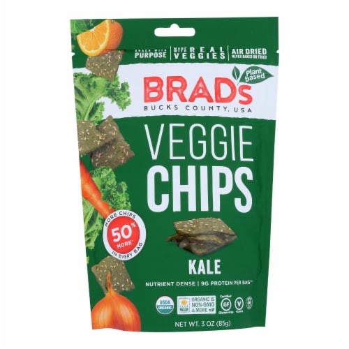 Brad's Plant Based - Raw Chips - Kale - Case of 12 - 3 oz. Perspective: front
