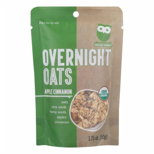 Overnite Organics - Overnight Oats Apple Cinnamon - Case of 8 - 1.75 OZ Perspective: front