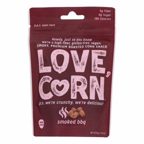 Love Corn Smoked BBQ Roasted Corn Snacks Perspective: front