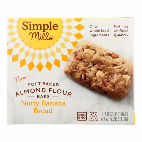 Simple Mills Soft Baked Almond Flour Nutty Banana Bread Bars Perspective: front