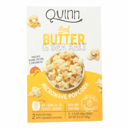 Quinn - Microwave Popcorn - Butter and Sea Salt - Case of 6 - 6.9 oz. Perspective: front