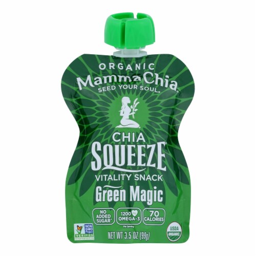 Mamma Chia Squeeze Vitality Snack - Green Magic - Case of 16 - 3.5 oz. Perspective: front