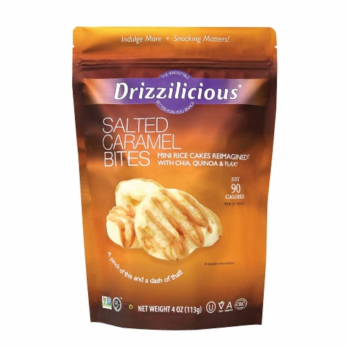 Drizzilicious Salted Caramel Bites Mini Rice Cakes, 4oz (Pack of 12) Perspective: front