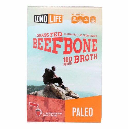 Lonolife Beef Bone Broth  - Case of 6 - 4/.53 OZ Perspective: front
