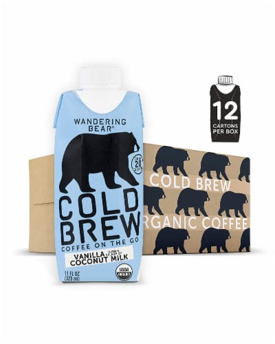 Wandering Bear Vanilla with Coconut Milk Cold Brew Coffee Perspective: front