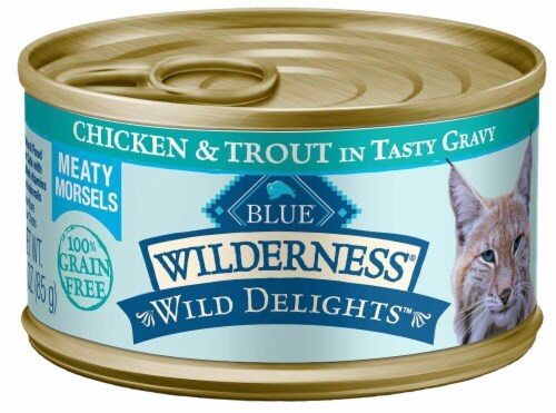 Blue Buffalo Wilderness Wild Delights Chicken and Trout Wet Cat Food Perspective: front