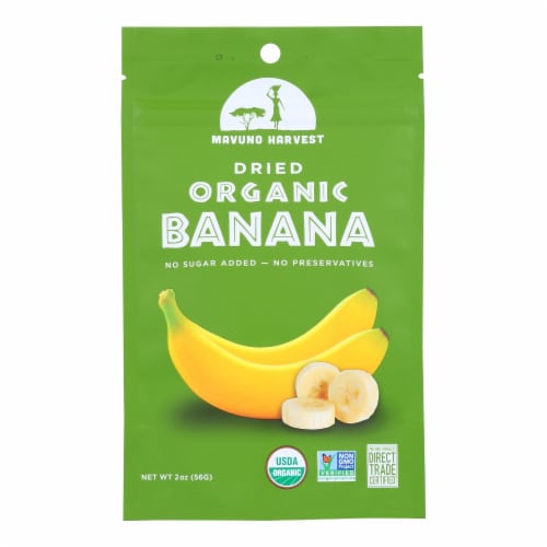 Mavuno Harvest Organicanicanic Gluten - Free Dried Banana - Case Of 6 - 2 Oz. Perspective: front