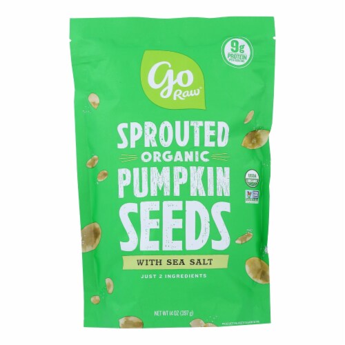 Go Raw Sprouted Seeds, Pumpkin With Celtic Sea Salt - Case of 6 - 14 OZ Perspective: front