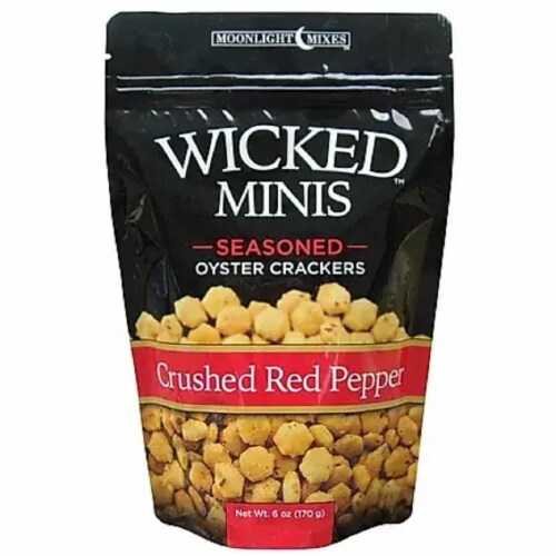 Wicked Minis Seasoned Oyster Crackers Crushed Red Pepper, 6oz (Pack of 6) Perspective: front