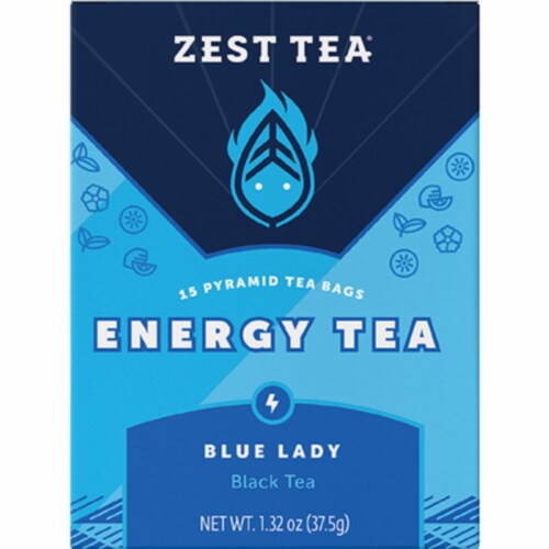 Zest Tea Energy Tea Blue Lady Black Tea, 1.32oz (Pack of 6) Perspective: front