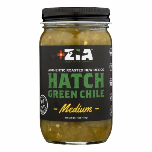 Zia Green Chile Company - Green Chile Medium Hatch - Case of 6 - 16 OZ Perspective: front