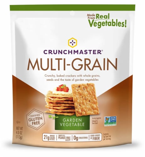 Crunchmaster Multi-Grain Cracker Garden Vegatable Gluten Free, 4oz(Pack of 12) Perspective: front