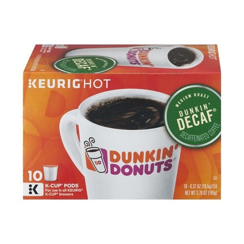 Dunkin' Donuts Medium Roast Decaf Ground Coffee K-Cup Pods Perspective: front