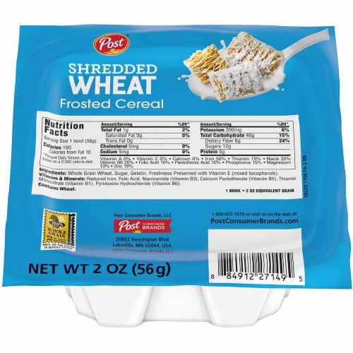 Post Shredded Wheat Frosted Cereal, 2 Ounce -- 48 per case. Perspective: front