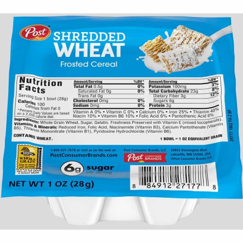 Post Shredded Wheat Frosted Cereal, 1 Ounce -- 96 per case. Perspective: front