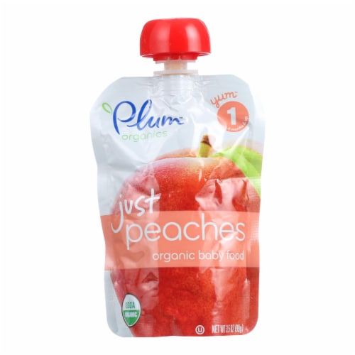 Plum Organics Just Fruit - Organic - Peaches - Stage 1 - 4 Months and Up - 3.5 oz - Case of 6 Perspective: front