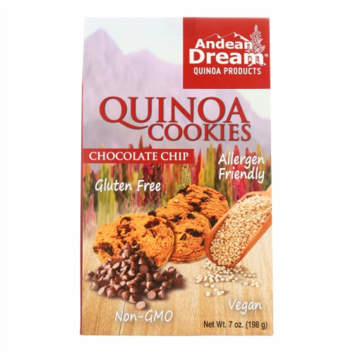 Andean Dream Gluten Free Quinoa Cookies Chocolate Chip - Case of 6 - 7 oz. Perspective: front