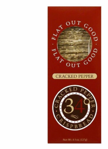 34 Degrees Cracked Pepper Crispbread, 4.5 OZ (Pack of 18) Perspective: front