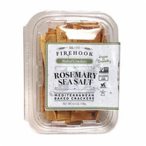 Firehook Baked Crackers Rosemary Sea Salt Mediterranean Non GMO, 5.5oz (Pack of 8) Perspective: front