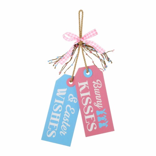 Glitzhome 24 H Easter Wooden Doorknob Hanging Decor Perspective: front