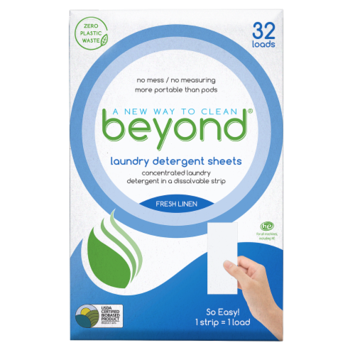 Beyond Concentrated Laundry Detergent Sheets.  Dye & Chlorine Free.  Zero Plastic Waste! Perspective: front