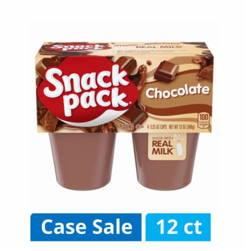 Snack Pack® Chocolate Pudding Cups Case Lot Sale Perspective: front