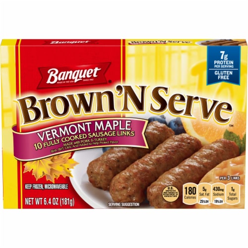 Banquet Brown and Serve Maple Sausage Link Perspective: front