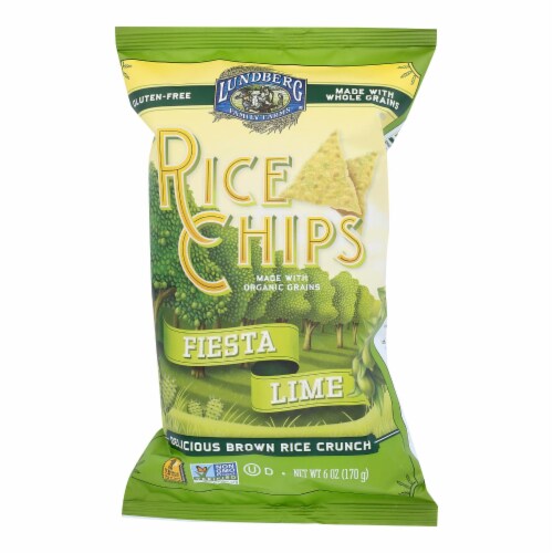 Lundberg Family Farms Rice Chips - Fiesta Lime - Case of 12 - 6 oz. Perspective: front
