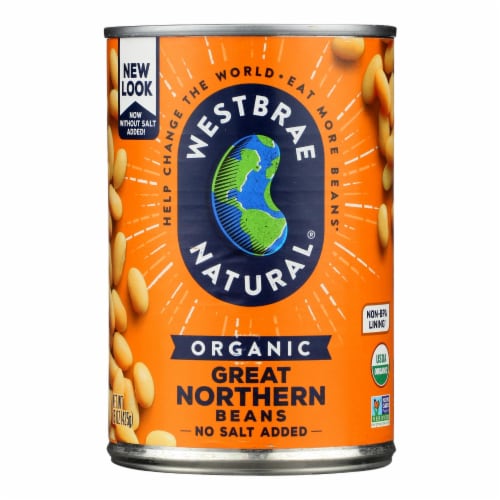 Westbrae Foods Organic Great Northern Beans - Case of 12 - 15 oz. Perspective: front