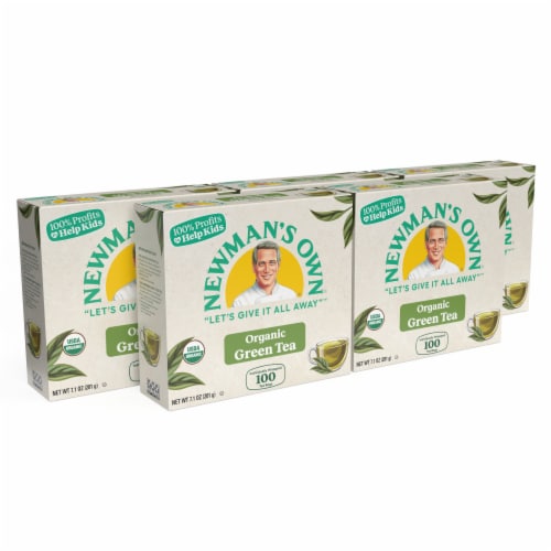 Newman's Own Organic Green Tea, Green Tea with 100 Tea Bags Per Box (Pack of 5) Perspective: front