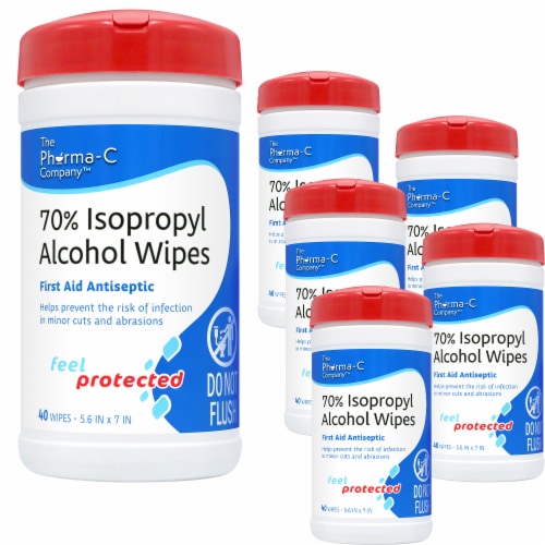 Pharma-C-Wipes 70% Isopropyl Alcohol Wipes - 40 CT (Case of 6) Perspective: front