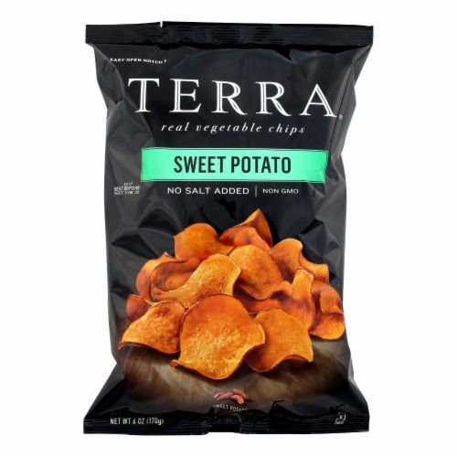 Terra Chips Sweet Potato Chips - Sweet Potato No Salt Added - Case of 12 - 6 oz. Perspective: front