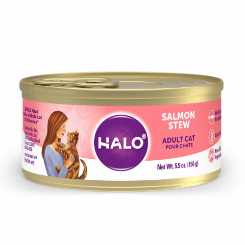 Halo Grain Free Natural Salmon Stew Wet Cat Food Perspective: front