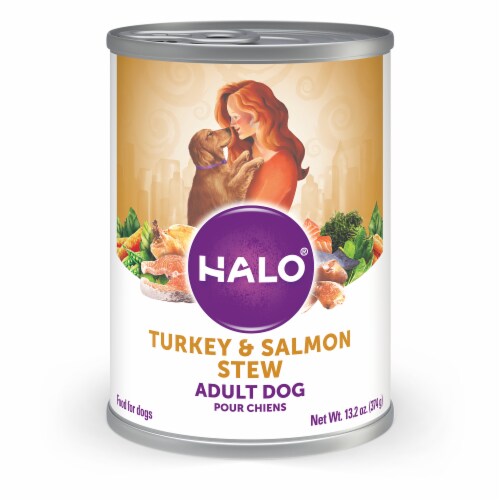 HALO Turkey & Salmon Stew Natural Wet Dog Food Perspective: front