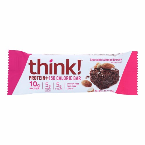 Think Products thinkThin Bar - Lean Protein Fiber - Chocolate Almond - 1.41 oz - 10Pack Perspective: front