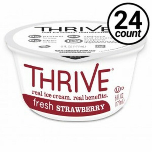Thrive Frozen Nutrition, Fresh Strawberry Ice Cream, 6 oz Cups (24 count) Perspective: front