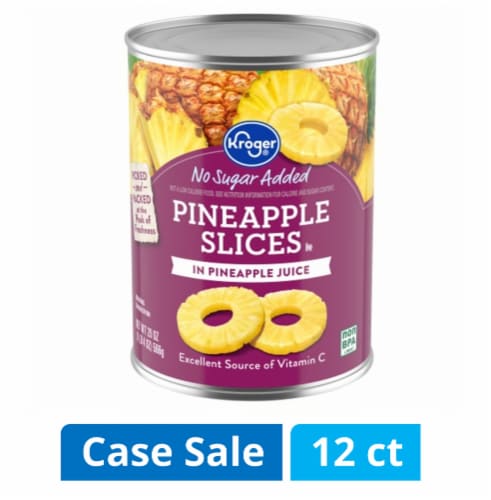 Kroger® No Sugar Added Pineapple Slices in Pineapple Juice Case Sale Perspective: front