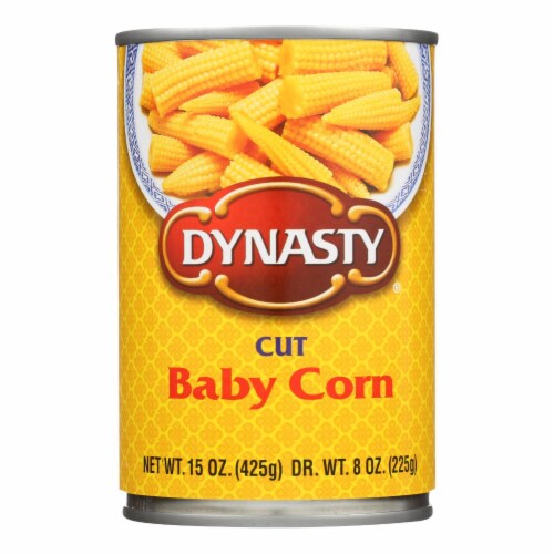 Dynasty Baby Corn - Cut - Case of 12 - 15 oz. Perspective: front