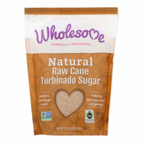 Wholesome Sweeteners Sugar - Natural Raw Cane - Turbinado - Fair Trade - 1.5 lb - case of 12 Perspective: front