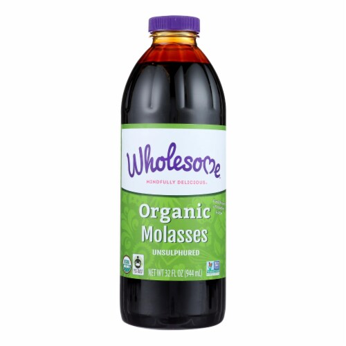 Wholesome Sweeteners Organic Molasses  - Liquid Sweetener - Case of 12 - 32 oz. Perspective: front