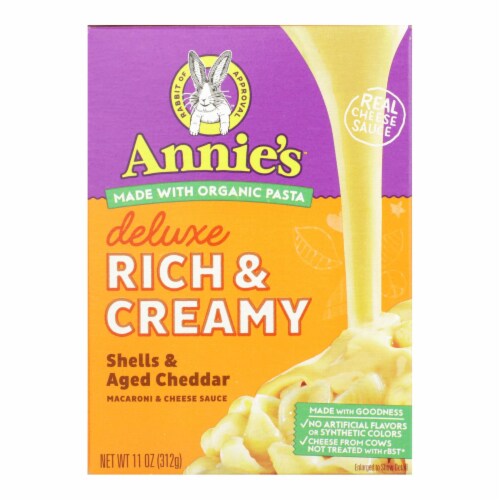 Annies Macaroni Dinner - Creamy Deluxe - Shells Real Aged Cheddar Sauce - 11 oz - case of 12 Perspective: front
