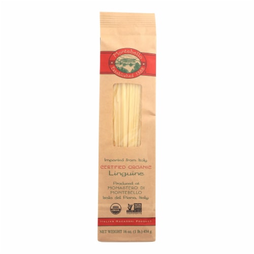 Montebello Organic Pasta - Linguini - Case of 12 - 1 lb. Perspective: front
