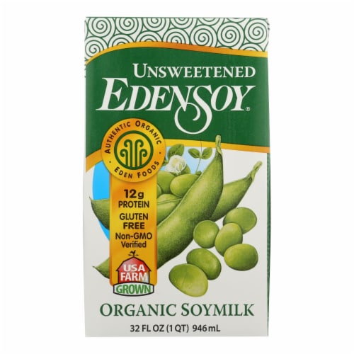 Eden Foods Organic Unsweetened Soymilk - Case of 12 - 32 FL oz. Perspective: front