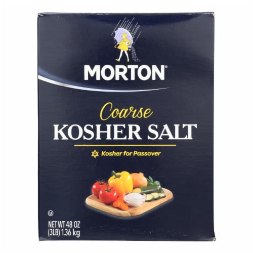 Morton Coarse Kosher Salt  - Case of 12 - 48 OZ Perspective: front
