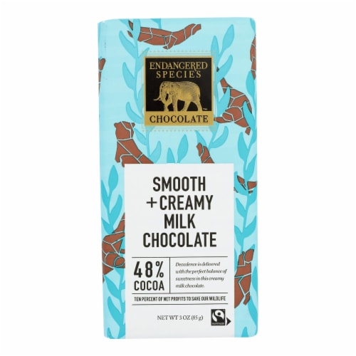 Endangered Species  Chocolate Bars - Milk Chocolate - 48 Percent Cocoa - 3 oz Bars - 12Pack Perspective: front
